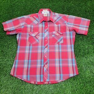 Vintage 80s LEE Western Plaid Button Shirt XL 23x30 Hippie